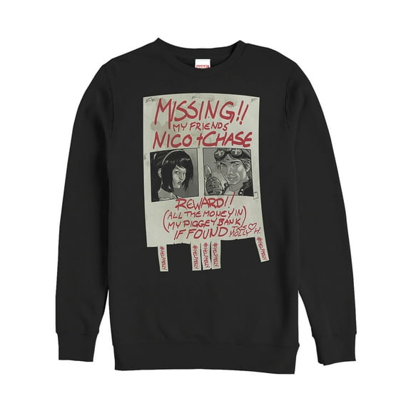 Men's Marvel Runaways Missing Poster Sweatshirt Black Large