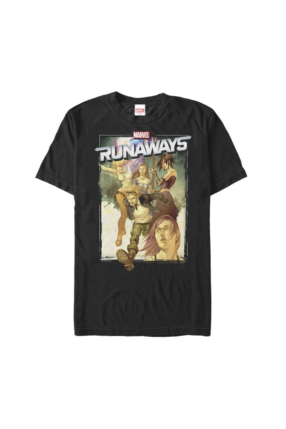 Men's Marvel Runaways Watercolor Poster Graphic Tee Black Large