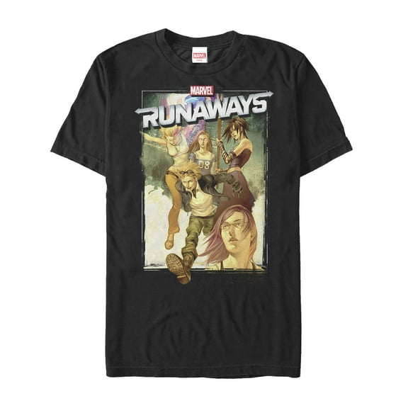 Men's Marvel Runaways Watercolor Poster Graphic Tee Black X Large