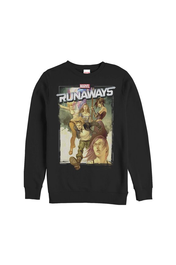 Men's Marvel Runaways Watercolor Poster Sweatshirt Black 3X Large