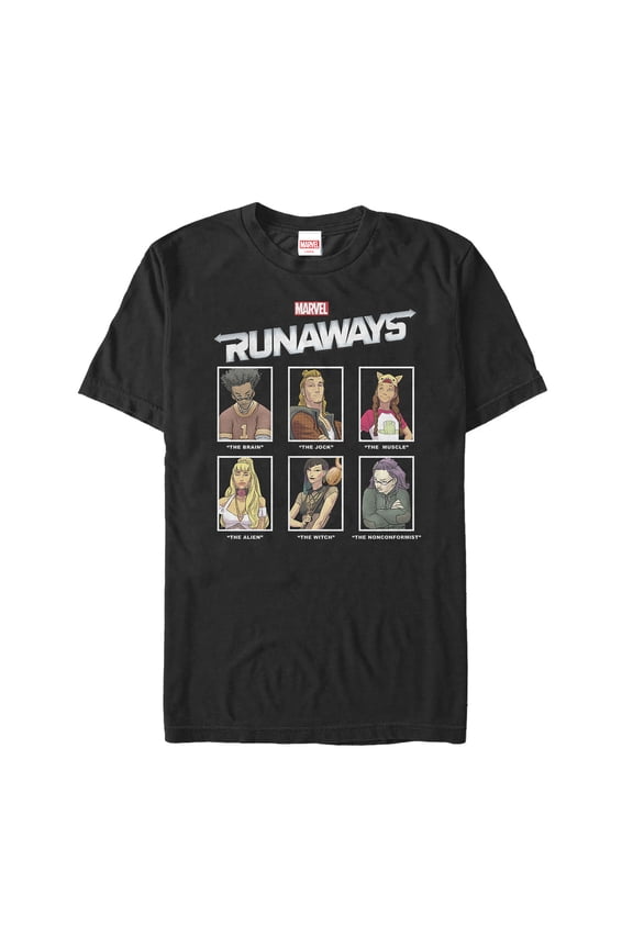 Men's Marvel Runaways Yearbook Portrait Graphic Tee Black 3X Large