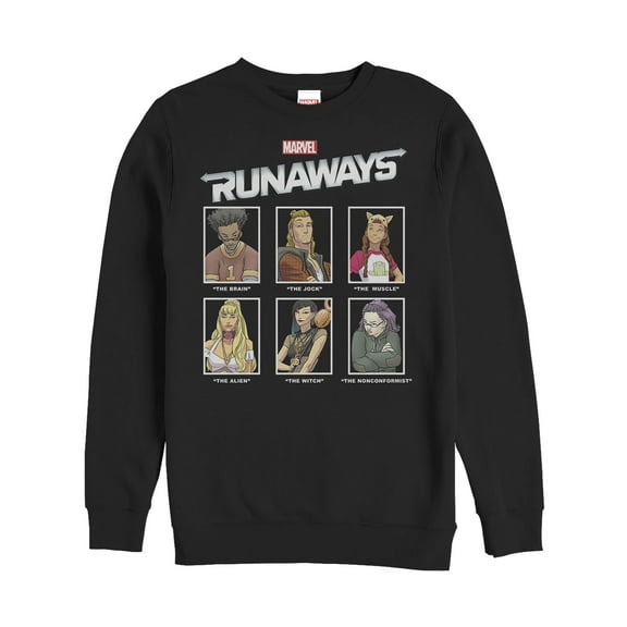Men's Marvel Runaways Yearbook Portrait Sweatshirt Black Large