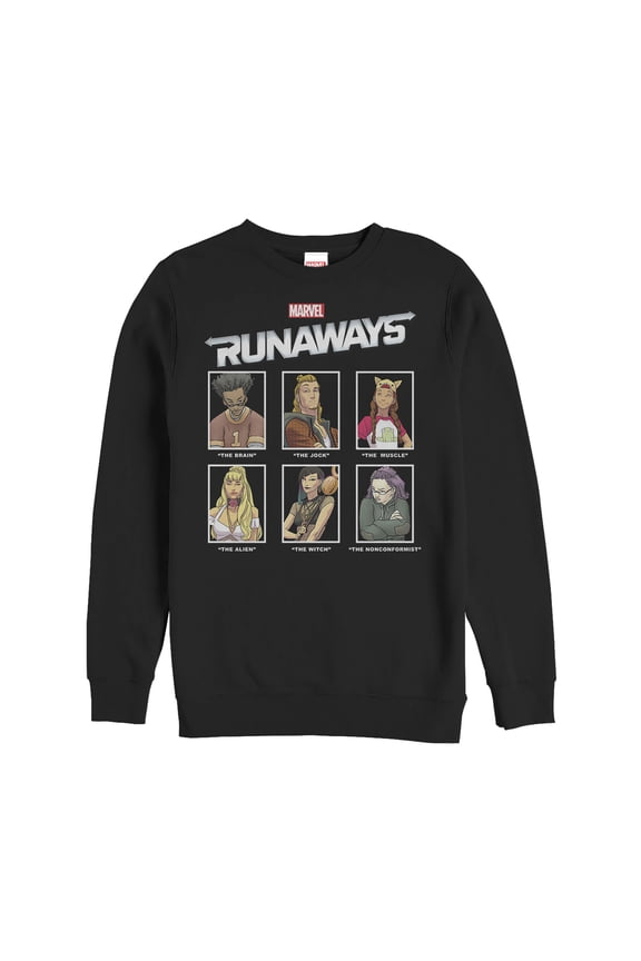 Men's Marvel Runaways Yearbook Portrait Sweatshirt Black Large