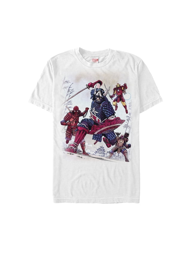 Men's Marvel Samurai Warrior Avengers Graphic Tee White Medium