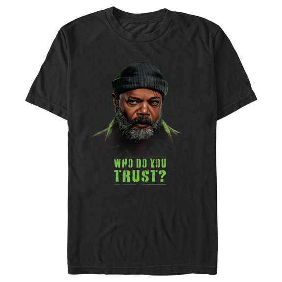 Men's Marvel: Secret Invasion Nick Fury Who Do You Trust  Graphic Tee Black Large