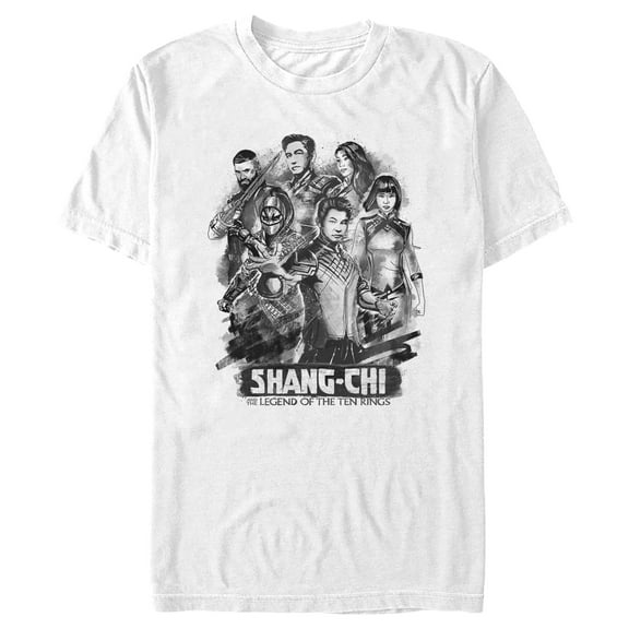 Men's Marvel Shang-Chi and the Legend of the Ten Rings Group Sketch Graphic Tee White Large