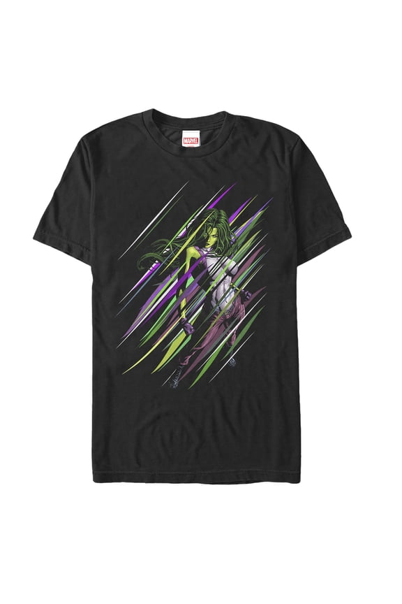 Men's Marvel She-Hulk Streaks Graphic Tee Black Large