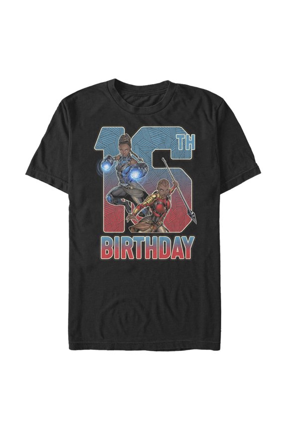 Men's Marvel Shuri and Okoye 16th Birthday Graphic Tee Black Medium