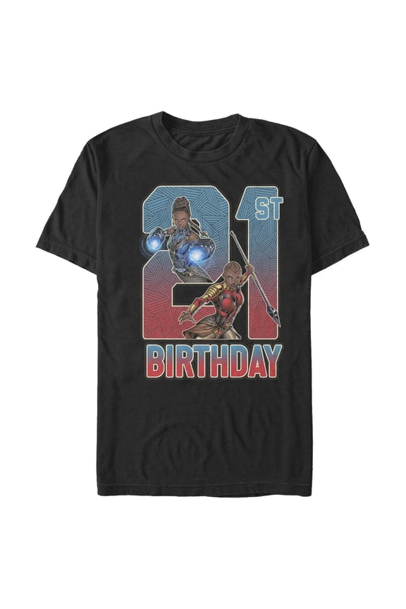 Men's Marvel Shuri and Okoye 21st Birthday  Graphic Tee Black Medium