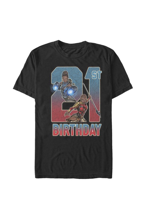 Men's Marvel Shuri and Okoye 21st Birthday  Graphic Tee Black X Large
