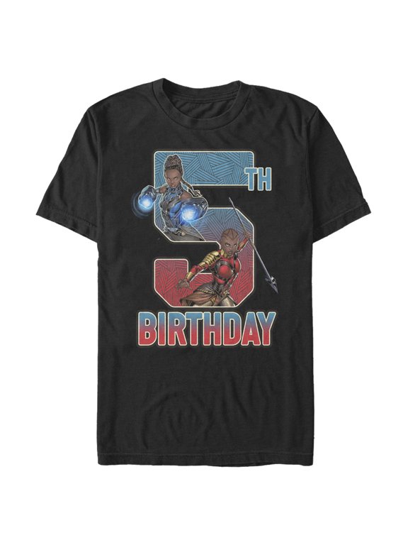 Men's Marvel Shuri and Okoye 5th Birthday Graphic Tee Black 5X Large