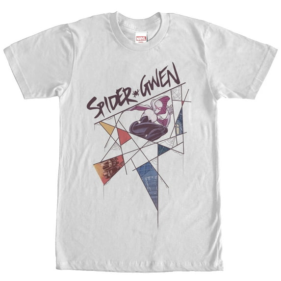 Men's Marvel Spider Gwen Geometric Web Graphic Tee White Medium