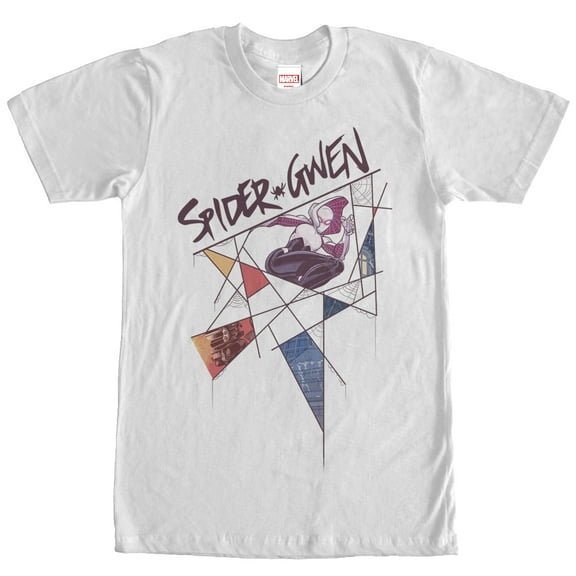 Men's Marvel Spider Gwen Geometric Web  Graphic Tee White Small