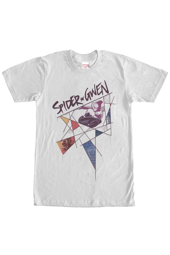 Men's Marvel Spider Gwen Geometric Web Graphic Tee White Small
