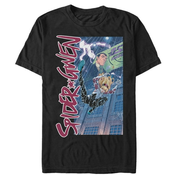 Men's Marvel Spider Gwen Oscorp Industries Graphic Tee Black Medium