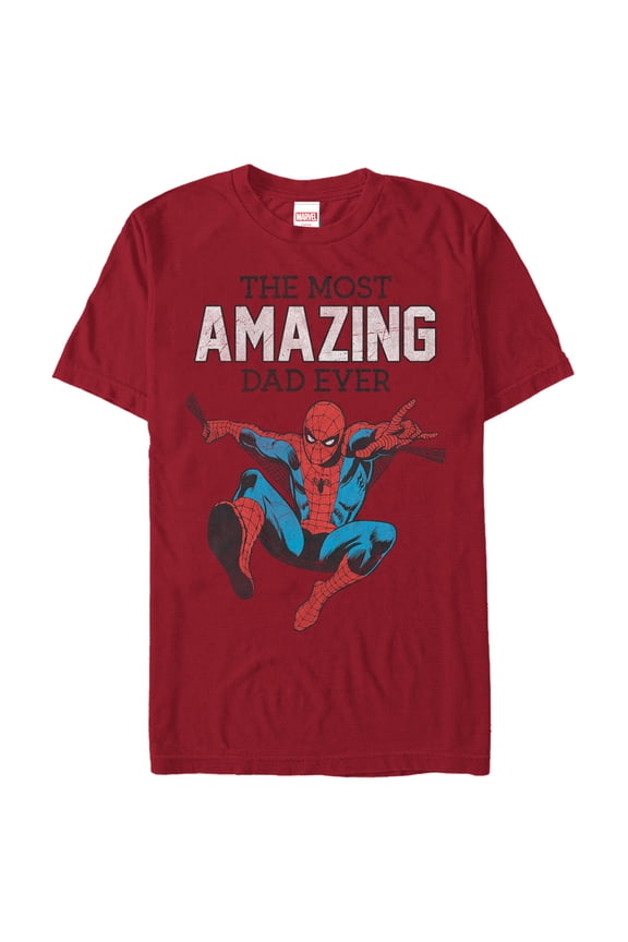 Men's Marvel Spider-Man Amazing Dad Graphic Tee Cardinal Large