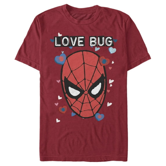 Men's Marvel Spider-Man Candy Heart Love Bug Graphic Tee Cardinal Large