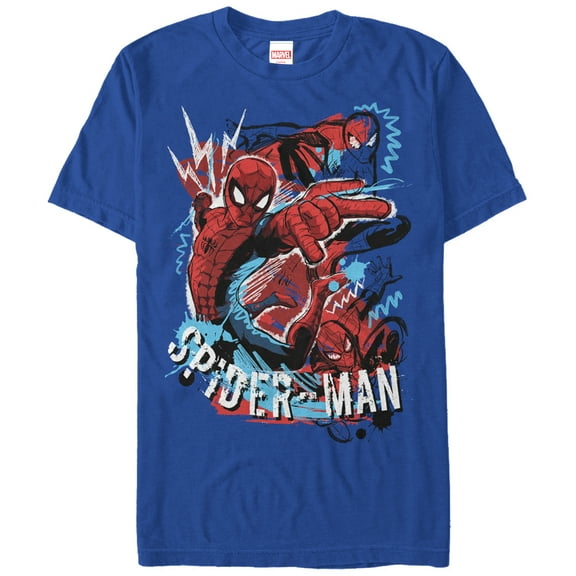 Men's Marvel Spider-Man Cartoon Graphic Tee Royal Blue 2X Large