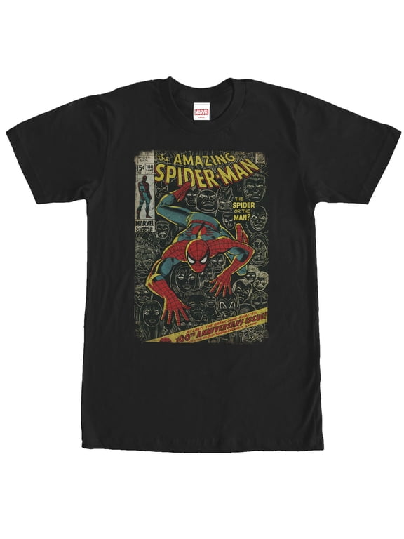 Men's Marvel Spider-Man Comic Book Anniversary Graphic Tee Black Large