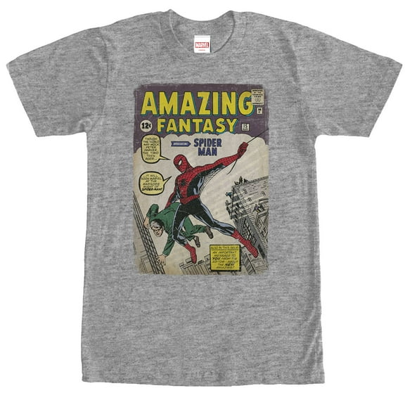 Men's Marvel Spider-Man Comic Book Cover Print  Graphic Tee Athletic Heather Medium