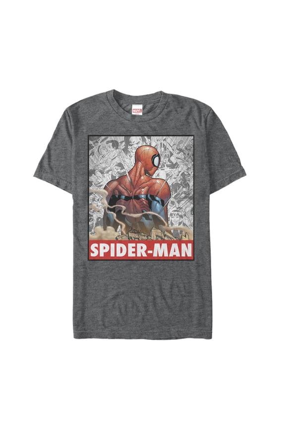 Men's Marvel Spider-Man Comic Poster  Graphic Tee Charcoal Heather Large
