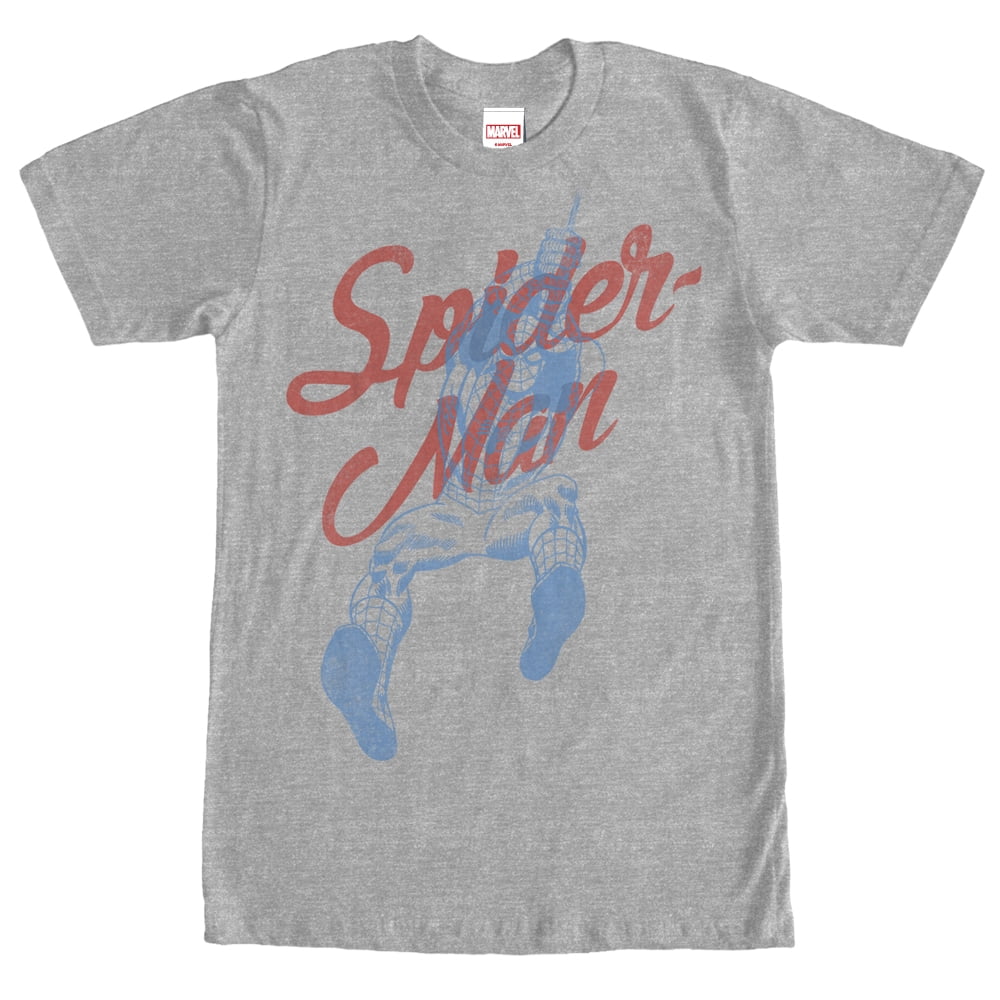 Men's Marvel SpiderMan Cursive Graphic Tee Athletic Heather Large