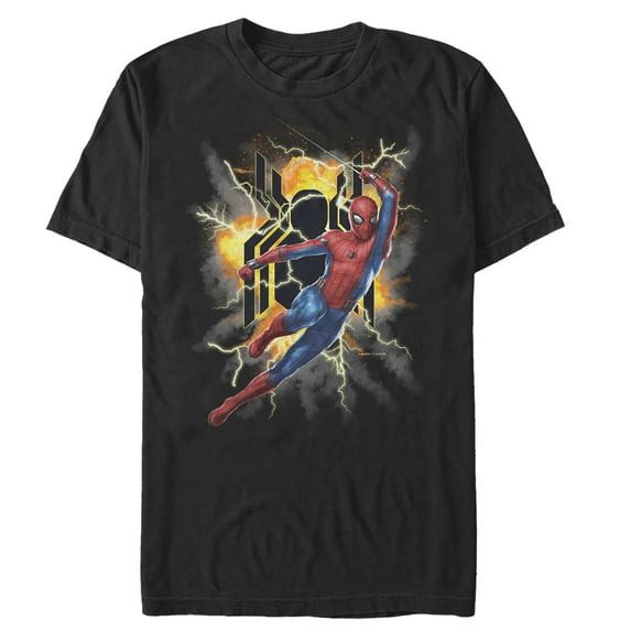 Men's Marvel Spider-Man: Far From Home Lightning Strike Graphic Tee Black X Large