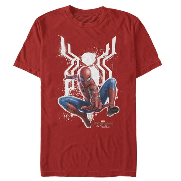 Men's Marvel Spider-Man: Far From Home Logo Splatter Graphic Tee Red Small