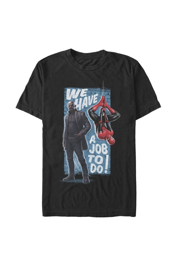 Men's Marvel Spider-Man: Far From Home We Have a Job To Do Poster  Graphic Tee Black Large