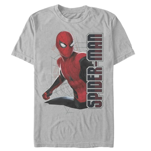Men's Marvel Spider-Man: Far From Home Web Coordinates Graphic Tee Silver 3X Large