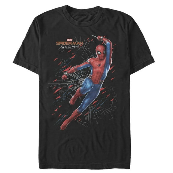 Men's Marvel Spider-Man: Far From Home Web Shatter  Graphic Tee Black X Large