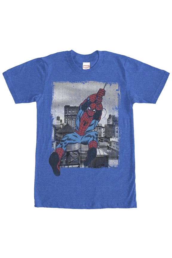 Men's Marvel Spider-Man Flight  Graphic Tee Royal Blue Heather Large