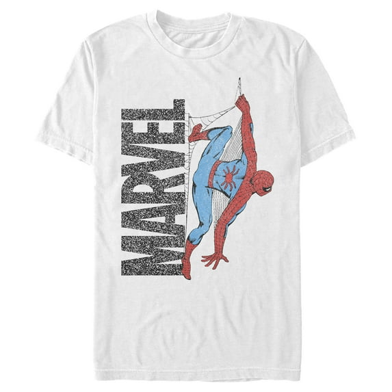 Men's Marvel Spider-Man Fuzzy Logo Web Graphic Tee White 1X Big Tall