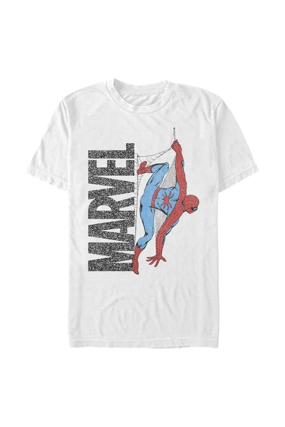 Men's Marvel Spider-Man Fuzzy Logo Web Graphic Tee White 4X Big Tall