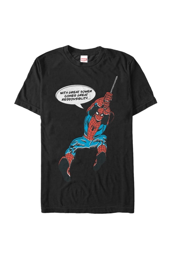 Men's Marvel Spider-Man Great Power Quote  Graphic Tee Black Medium