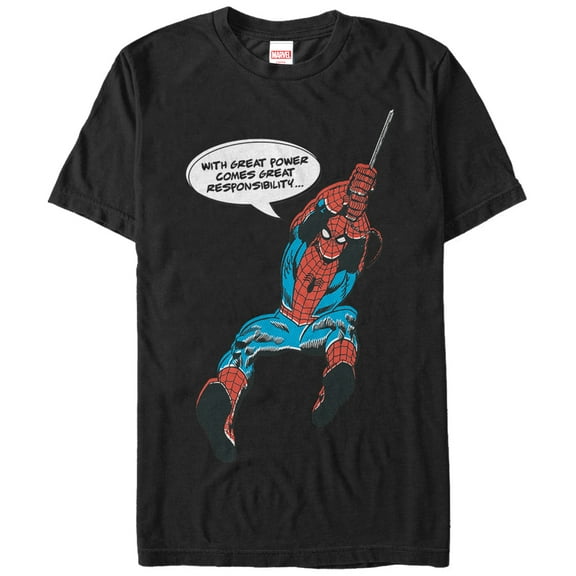 Men's Marvel Spider-Man Great Power Quote Graphic Tee Black X Large