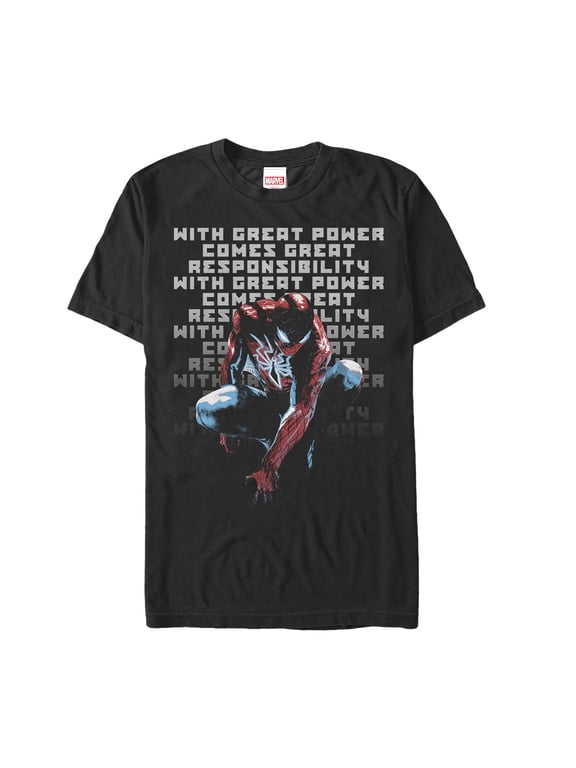 Men's Marvel Spider-Man Great Responsibility Quote Graphic Tee Black 2X Large