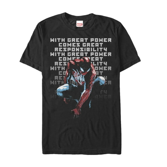 Men's Marvel Spider-Man Great Responsibility Quote Graphic Tee Black 3X Large