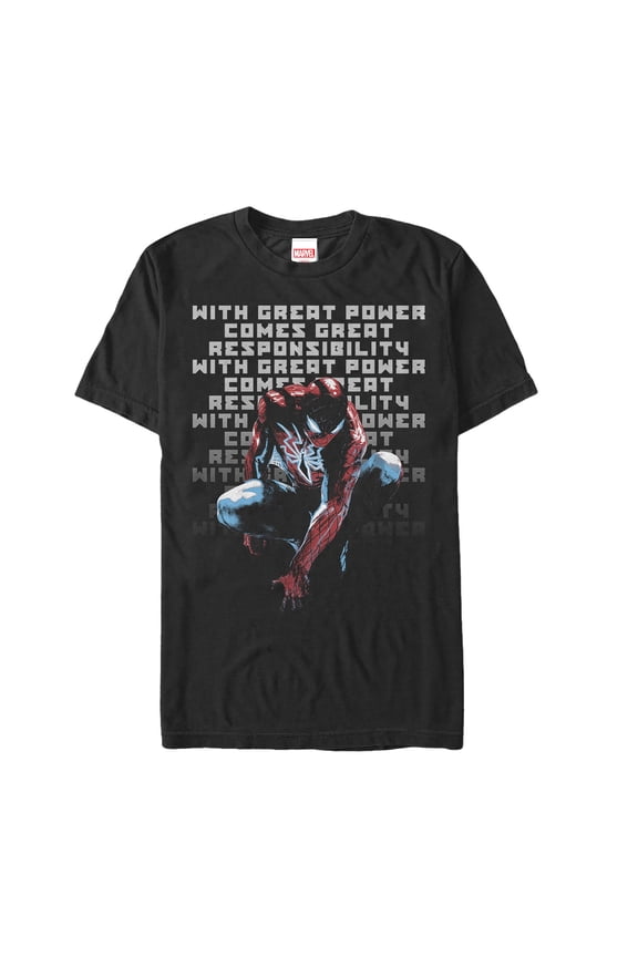 Men's Marvel Spider-Man Great Responsibility Quote Graphic Tee Black Large