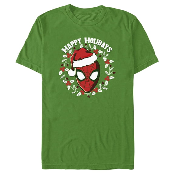 Men's Marvel: Spider-Man Happy Holidays Graphic Tee Kelly Green Medium