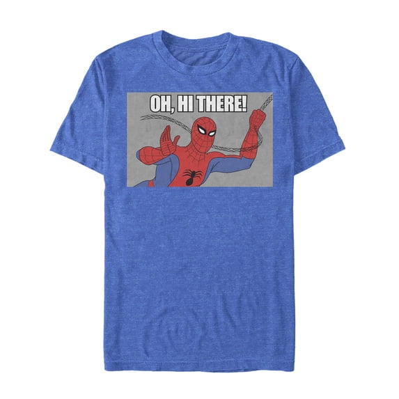 Men's Marvel Spider-Man Hi There Graphic Tee Royal Blue Heather Large