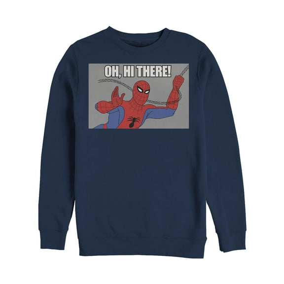 Men's Marvel Spider-Man Hi There  Sweatshirt Navy Blue Large