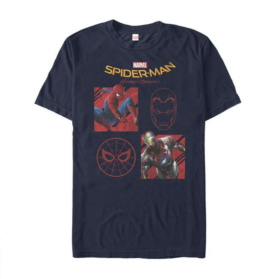 Men's Marvel Spider-Man: Homecoming Four Square  Graphic Tee Navy Blue 2X Large