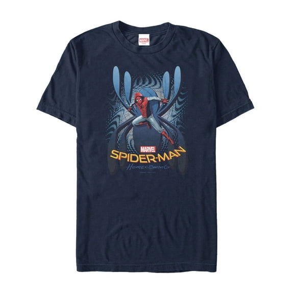 Men's Marvel Spider-Man: Homecoming Logo Pattern Graphic Tee Navy Blue 3X Large