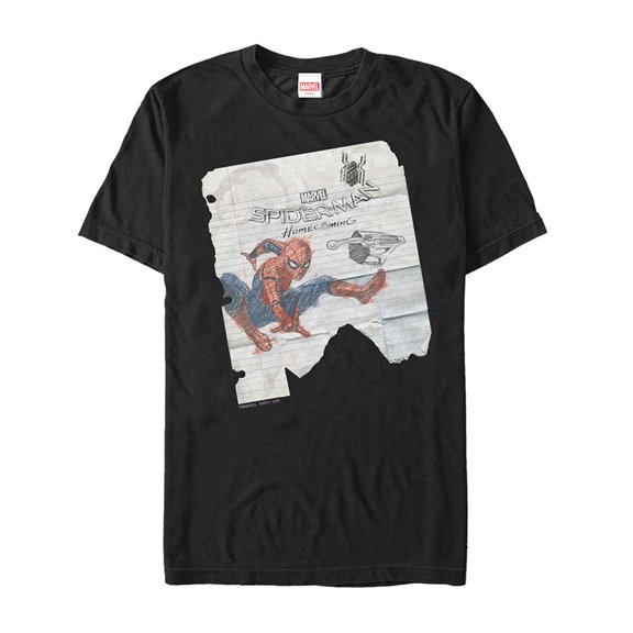 Men's Marvel Spider-Man: Homecoming Notepad Sketch Graphic Tee Black 4X Large
