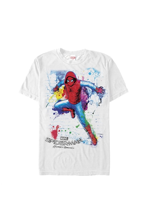 Men's Marvel Spider-Man: Homecoming Paint Splatter Graphic Tee White Large