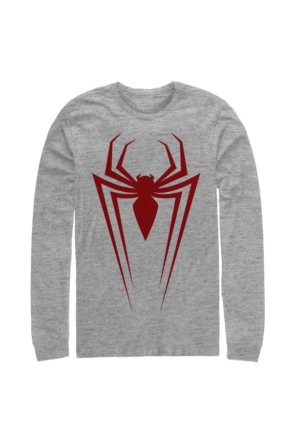 Men's Marvel Spider-Man Icon Badge Long Sleeve Shirt Athletic Heather X Large