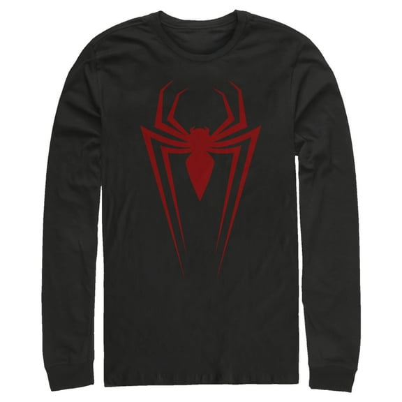 Men's Marvel Spider-Man Icon Badge  Long Sleeve Shirt Black Large