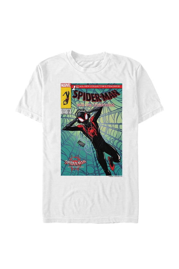 Men's Marvel Spider-Man: Into the Spider-Verse Comic Cover Graphic Tee White 2X Large