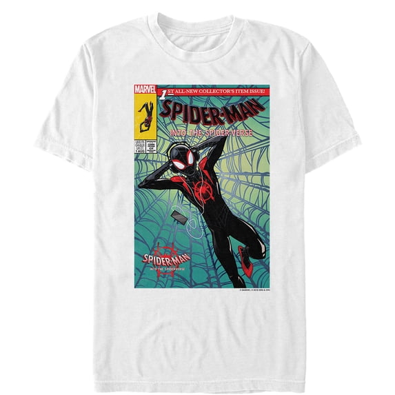 Men's Marvel Spider-Man: Into the Spider-Verse Comic Cover Graphic Tee White Small